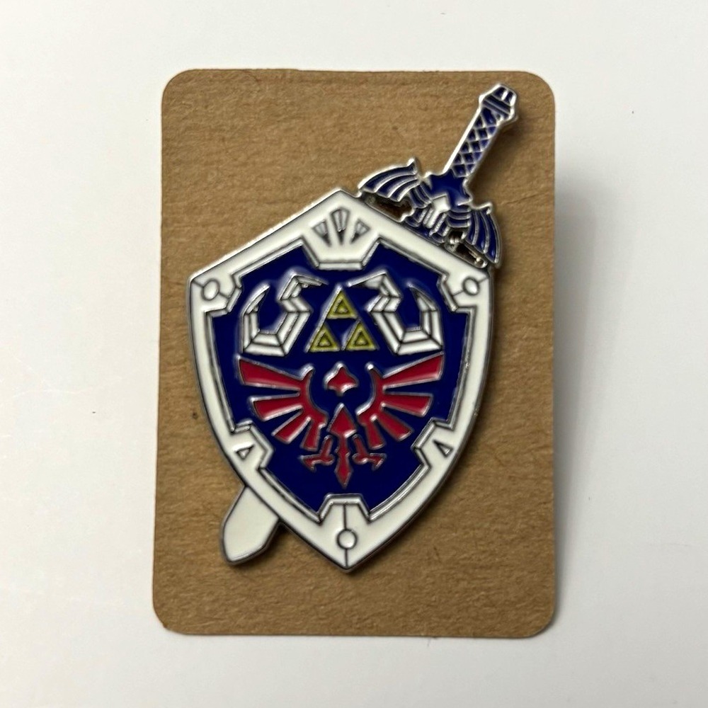 Link The Legend of Zelda Enamel Pin Hylian Shield Master Sword Nintendo Zelda